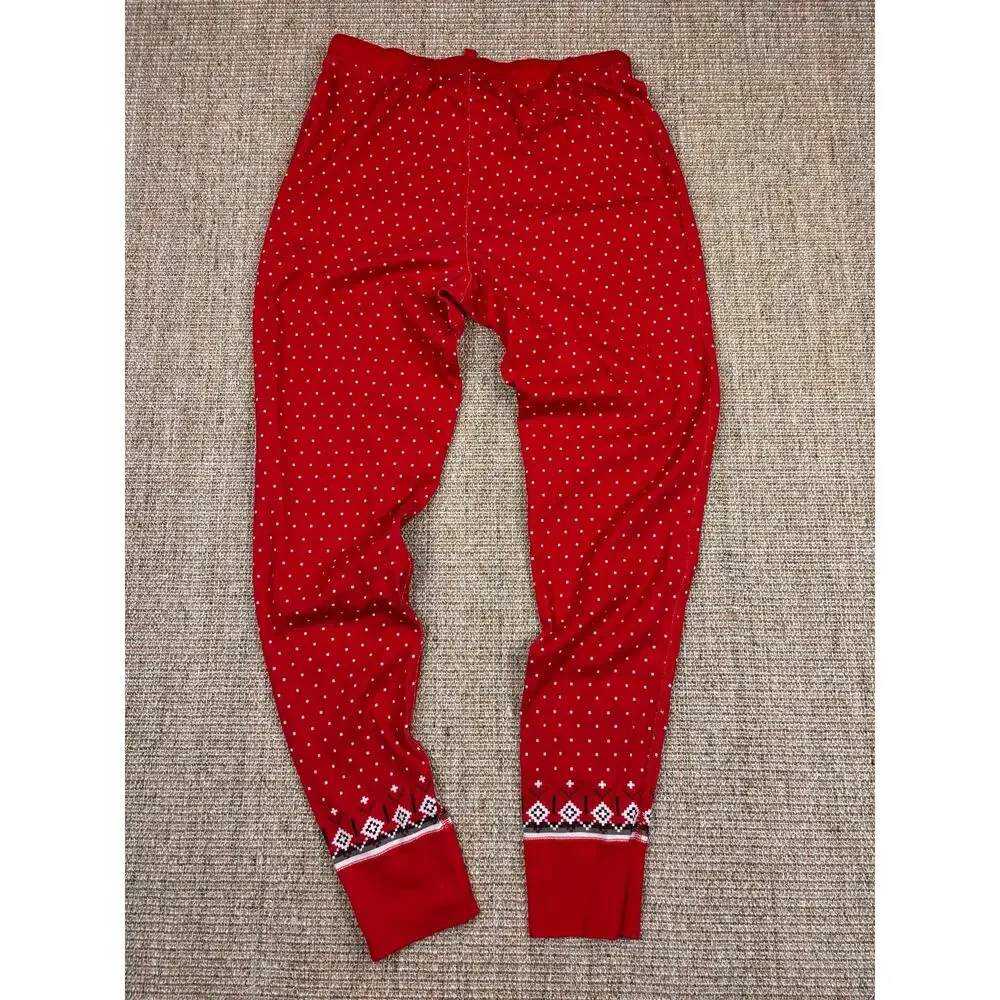 🎄 Hanna Andersson Womens Heritage Fair Isle Organic Cotton Pajama Set | M | Red